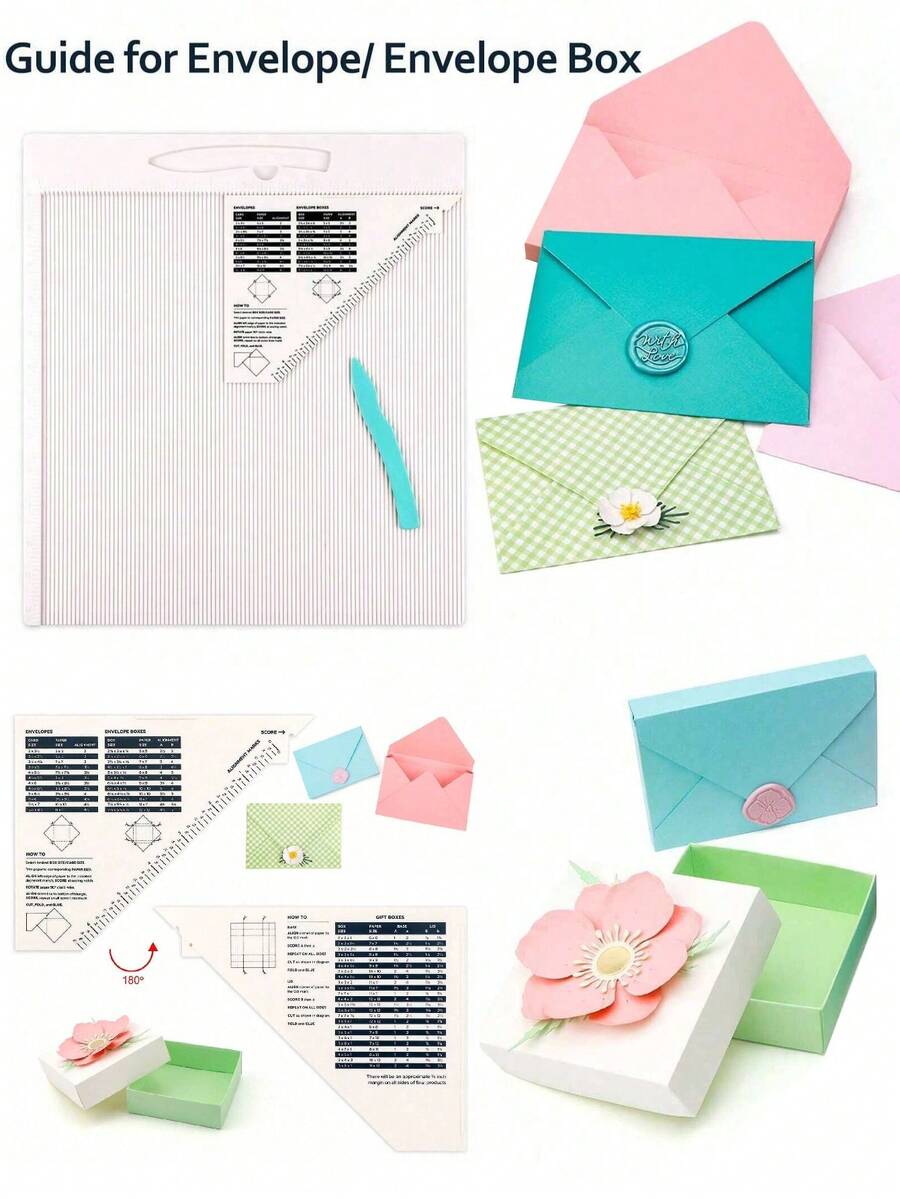 12x12" Scoring Board For Making Envelope/Envelope Box/Gift Box; Large Multi-Purpose Score Board With Bone Folder And Triangular Guide; Envelope Maker Scoring Tool
