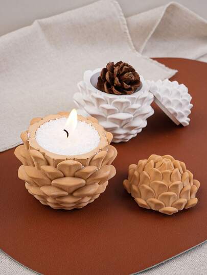2pcs/Set Pine Cone Silicone Candle Mold, 3D Pinecone Shape Resin Candle Mold, Ornament Mold For Candle Soap Wax Epoxy Resin Casting Polymer Clay Fondant Chocolate Cake Gift Home Decor