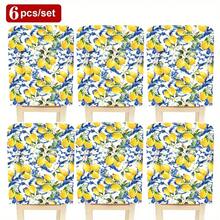 1pc/4pcs/6pcs/10pcs Blue Lemon Brick Pattern Plush Chair Cover, Removable Short Plush Fabric Chair Slipcover, Chair Back Protector, Suitable For All Seasons, Holiday Decor, For Dining Room, Living Room, Office, Hotel - Multicolor - View 14