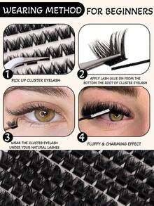 384/448 PCS Eyelashes Diy At Home,Soft And Natural Look Fake Lashes,Thick Fluffy Lashes.Summer False Eyelashes,Portable For Travel,East To Use For Daily Commuting,Night Party,Beach Vacation Lashes,Pool Party Waterproof Lashes. - D - View 12