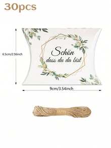 Customize Thank-You Gift Box,Party Candy Box With Hemp Rope,Wedding Party Gifts, Geometric Pattern And Eucalyptus Leaf Design,Guest Gift - Multicolor - View 15