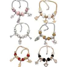KIT1-6 Silver/Gold Charm Bracelet, Women's Style, Fashion Gift/Random Model - 6 Random Silver - View 9