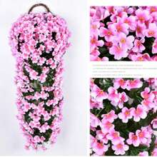 1 Simulated Flower Violet Basket Flower Large Hydrangea Vine, Hanging Vine Living Room Balcony Home Decoration, Suitable For Wedding Bouquets, Halloween Decoration, Valentine's Day, Birthday Gifts, Graduation Ceremony Gifts, Garden Decoration, Simulated Flowers - Pink - View 6