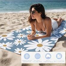 1 pièce Serviette de plage couple en fibre ultra douce avec imprimé marguerite bleue rafraîchissante, disponible en plusieurs tailles. Couverture de plage légère, convenant pour la natation, le camping, les sports, la plage ou la salle de gym. Accessoires de plage | Serviette de plage moderne | Tapis de plage durable - Marguerites bleues fraîches - Voir 6