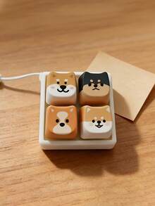 1 pieza Llavero rectangular con 4 teclas con diseño de perrito lindo que se puede presionar/hacer clic. Un regalo perfecto para familiares y amigos con un cordón para llavero - Multicolor - Ver 3