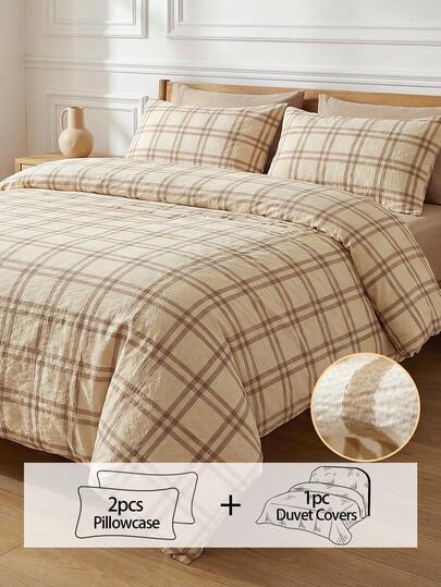 3pcs Striped Duvet Cover Set, Soft Linen Texture, Comfortable Bedding Set (1 Duvet Cover + 2 Pillowcases, No Filling), Breathable And Durable Bed Skirt Bedsheet Set, Full Size, Soft And Comfortable, Suitable For Dorm, Home Bedroom, Hotel, All Seasons, With Zipper Closure And Pillowcases, Multiple Colors, Extra Large Bedding Set, Extra Large Down Comforter Cover