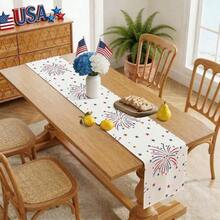 1pc 4th Of July Star Spangled Table Runner, Suitable For Indoor/Outdoor Home Party Decor, Independence Day Holiday Kitchen Tabletop Decoration - Multicolor - View 2