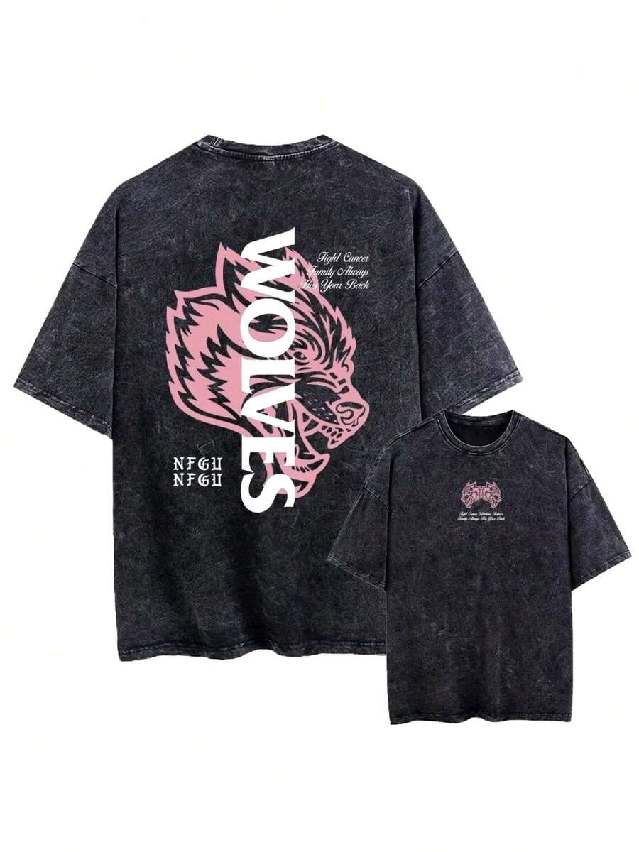 2026Darc Wolf Print Vintage Washed Men's-Shirt, Fitness And Weight Training, Loose Summer Gym-Shirt, Suitable Workouts.Loose And Comfortable, Casual And Easy To Wear, High-Quality Wax Printed Cotton Retro Fashion-Shirt, Men's-Shirt, Beach Must-Have, Men's Summer-Shirt, Holiday,, Valentine's Day 0DNH - Black - View 1