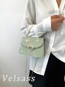 Fashion Chain Handbag Floral Shell Crossbody Bag Women Shoulder Bag , Green,Birthday Gifts For Her, Holiday Gift Bag,Gifts For Women,Purse,Bags - 綠色 - 查看 2
