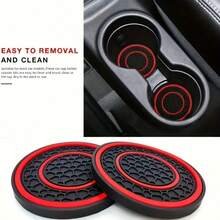 2pcs Anti-Slip Car Cup Holder Mats, Silicone Non-Slip Anti-Dust Automotive Cup Holder Pads - Universal Fit For Car Center Console Cup Holders, Made Of Silicone Material, Compatible With Various Holders And Racks, Designed For Car Interior With Anti-Slip Protection Function. - Double-ring Water Coaster - View 1