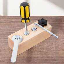 Kids'wooden Screw Busy Box Toy, Designed For Mechanical Skill And Hand Flexibility Training. With A Flip-Top Storage Slot, It Is Suitable For Parent-Child Interaction And Rehabilitation Exercises, Perfect As Holiday Gifts For Children. - Multicolor - View 6