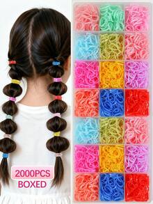 2000pcs/Box Colorful Candy Minimalist Disposable Elastic Hair Ties, High Elasticity Hair Accessories For Daily Use - Multicolor - View 7