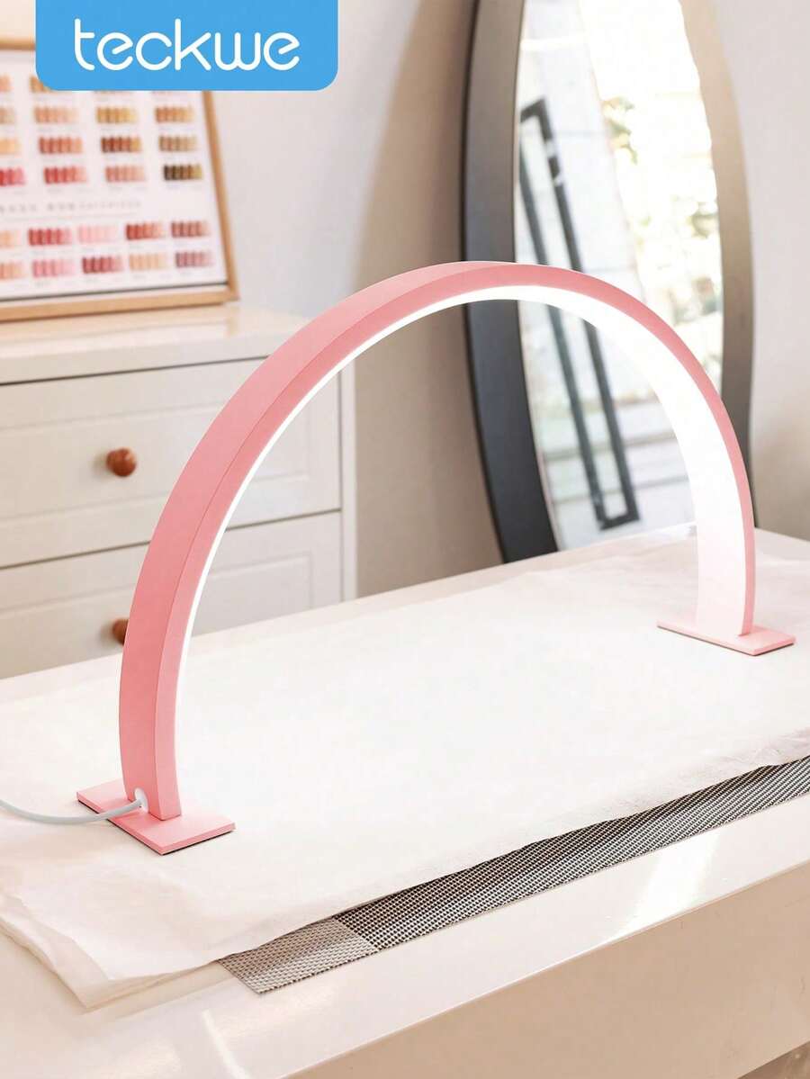 Teckwe Đèn LED nhỏ hình lưỡi liềm để bàn, có công tắc nút bấm, dùng cho cá nhân khi làm móng, trang điểm, làm đồ thủ công, bàn học, bàn đầu giường, lễ tốt nghiệp, sinh nhật, ngày lễ, màu hồng. - Hồng - Xem 1