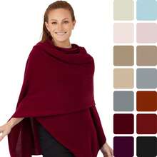 Velanio Cashmere 100 Cashmere Knitted Wrap Pashmina Shawl Extra Large Scarf  For Women Travel - 紫紅色 - 查看 2