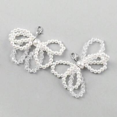 New Ins Simple And Versatile High-Value Hand-Beaded Imitation Pearl Multi-Layered Bow Buckle Shoe Decoration