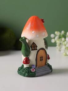 1pc Creative Interesting Flower Mushroom House Resin Statue Decor, Suitable For Balcony, Yard, Lawn, Garden Decoration, Outdoor Sculpture Decor, Holiday Atmosphere Decor, Home Decor, Desk, Foyer, Study Room Decoration, Best Holiday Gift. (Handmade With Slight Color Difference, Color Bleeding Is Normal) - Mushroom House - View 6