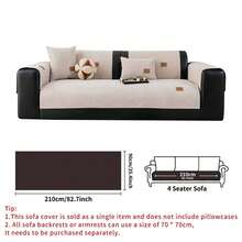 1pc Solid Color Waterproof Sofa Cover, Leather Label Design, Anti-Slip Backing, Pet-Friendly Non-Shedding Sofa Protector, Suitable For Bedroom, Living Room, Office Home Decor, Fits Single, Loveseat, 3-Seater, 4-Seater And Sectional Sofas - Multicolor - View 34