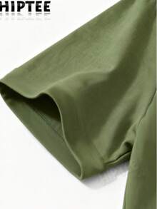 Plus Size Everyday Casual Tee With Round Neck And Short Sleeves, Green Regular Fit Shirt In Comfortable Slight Stretch Fabric - 綠色 - 查看 8