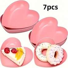 1 cái/7 cái đĩa nhựa PP hình trái tim màu hồng/đen có thể tái sử dụng - Đa chức năng dùng đựng các loại hạt, đồ ăn nhẹ, trái cây, tráng miệng, bánh ngọt, khoai tây chiên - Dụng cụ nhà bếp, thích hợp cho Ngày của Mẹ, Ngày của Cha, gia đình, tiệc tùng, đám cưới, sinh nhật, ngày lễ - Nhiều màu - Xem 16