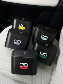 1 thùng rác xe hơi miệng to ngộ nghĩnh, thùng rác treo xe, hộp đựng rác, thùng rác vuông bằng nhựa ABS màu đen, thùng rác chống thấm nước. - A - Xem 2