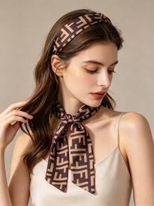 Two-Tone Geometric Logo Scarf With Soft Finish - Versatile Accessory To Elevate Basic Tees, Jackets And Off-Duty Looks - Brown - View 4
