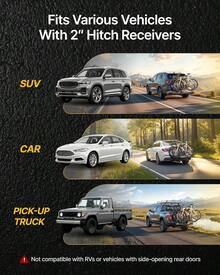 4-Bike Hitch Rack – Heavy-Duty Foldable & Tiltable Steel Carrier For 2" Receivers - 3-bike W/QR - View 6