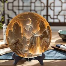 Plato decorativo de estilo vintage con relieve 3D, decoración del hogar para la entrada, el estudio, la sala de té, el escritorio de la oficina - [amanecer] - Ver 4