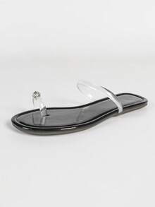 Fashionable New Summer Rhinestone Slip-On Sandals, Elegant French Style - Black - View 3