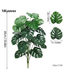 85/100cm 人造龜背竹仿生棕櫚植物，熱帶風情人造景觀植物，適合裝飾居家、庭院、辦公室、派對與婚禮，亦是情人節、生日、畢業及各種場合的完美禮物 - 彩色 - 查看 2