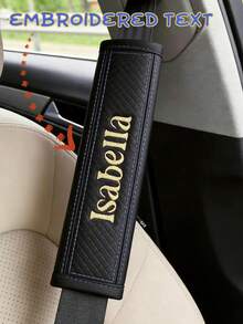 1pcEmbroidered Seat Belt Covers, Customized Car Comfort Seat Cushions, Personalized Soft Shoulder Straps (With Printed Names), Men's And Women's Exclusive Car Accessories - Multicolor - View 1