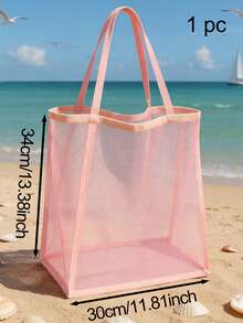 1pc/2pcs Large Capacity Breathable Mesh Beach Tote Bag, Foldable Portable Pool Storage Bag, Suitable For Swimming, Beach, Travel And Daily Organization - Multicolor - View 9