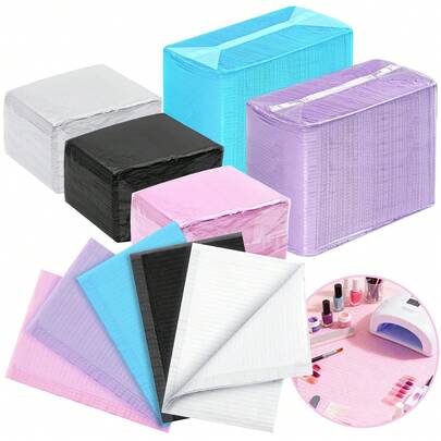 25 miếng/gói (màu ngẫu nhiên) Thảm lót bàn làm móng dùng một lần, giấy nối mi, tấm lót làm móng chống thấm nước và chống bám bẩn.
