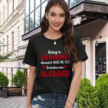 1 T-Shirt, EUOW Mama T-Shirt For Women, Cute Graphic Tees For Mother's Day, Casual Boho Style, T-Shirts For Grandma, 100% Cotton, 180g, 100% Cotton, Designs Are Printed. Unisex. - 黑色 - 查看 4