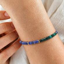 1 chiếc vòng tay điều chỉnh được, làm từ các hạt đá tự nhiên 2x4mm như Beryl, Lapis Lazuli, Amethyst, Garnet, vòng tay hạt nhỏ tinh tế, phù hợp cho phụ nữ đeo hàng ngày, món quà tuyệt vời dành cho bạn bè và mẹ. - Nhiều màu - Xem 8