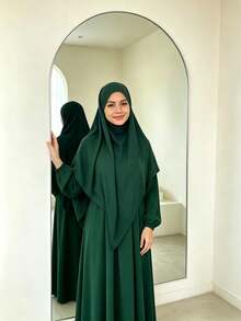 Set de 2 piezas: Khimar + Abaya, suelto y cómodo, conveniente, ropa adecuada para el uso diario de las mujeres, oración, todas las estaciones, esencial de viaje, toalla de playa - Multicolor - Ver 16