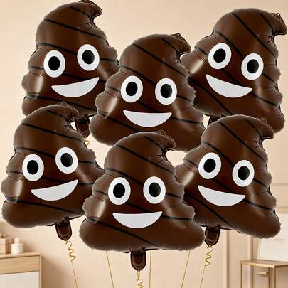 5pcs Funny Poop Shaped Balloons, 22 Inch Foil Poop Balloons, Gag Party Decorations, Halloween Party Supplies