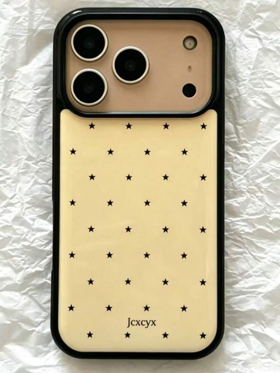Cute Polka Dot Glossy Anti-Fall Phone Case For IPhone 17 Air 11 12 13 14 15 16 Pro Max IMD Anti-Drop Protective Cover Shell - Yellow Star - View 1