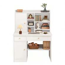 Computer Desk Furniture 80cm Modern Desk, Computer Desk With Storage Drawers, Modern Minimalist Style Office - White - View 7