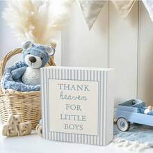 Article décoratif de bureau neutre à rayures bleues, plaque d'étagère avec citation inspirante de style rustique - idéal pour la décoration - Tout le monde - Voir 4