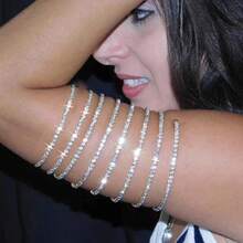 Cadena para el brazo de mujer, pulsera brazalete para el Body, apta para usar a diario y en festivales - 3 row silvery - Ver 6