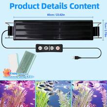 黑色多尺寸水族箱LED灯，带智能定时器，6500K色温，3种调光模式，适用于淡水/海水鱼缸、珊瑚礁和植物照明系统（包含2个清洁刷） - 查看 13