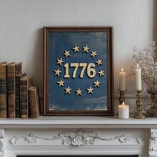 1 pieza Cartel de lienzo patriótico con diseño vintage azul del 250 aniversario de América, impresión de arte de pared para el 4 de julio, Día de la Independencia de EE. UU., minimalista 1776 bandera retro, decoración del hogar moderna para dormitorio, sala de estar, con/sin marco - A - Ver 6