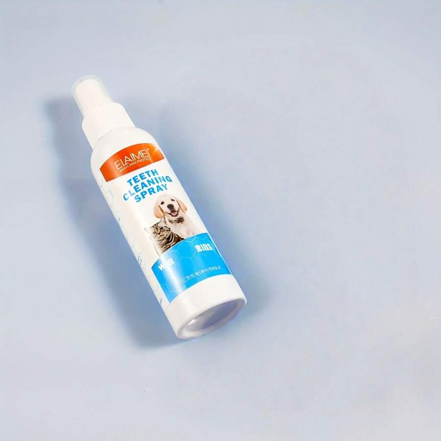 1 pieza Spray de limpieza dental de 120ml para gatos y perros - Spray de cuidado oral para mascotas: Limpia y cuida la boca, elimina el mal aliento y las manchas en los dientes (para perros y gatos) - Ver 1