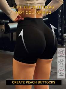 Quần short định hình eo cao Luster Bright dành cho nữ, màu trơn, chất liệu nén, kiểu dáng Y2K, phù hợp cho yoga, tập gym, chạy bộ, tập thể dục, đi biển và nghỉ mát. - màu đen - Xem 3