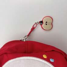 1/2pcs Cute Embroidered Apple Canvas Coin Purse, Cartoon Zipper Small Wallet Pendant, Mini Wallet Pouch, Portable Small Storage Bag For Earphones And Coins - Multicolor - View 5