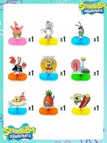 SpongeBob SquarePants 1/9pcs Random SquarePants Birthday Party Decorations, Tabletop Decor, Unfold And Use, Lightweight And Convenient, Reusable And Foldable - one-size - View 3