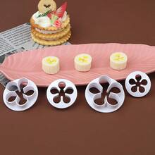 4pcs Plum Blossom Shaped Baking Molds, Cake Decorating Baking Tools, Kitchen Supplies - White - View 5