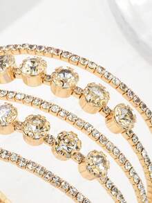 Set de 5 pulseras elegantes de moda con cristales de estrás, accesorios de novia y boda - Plateado - Ver 4