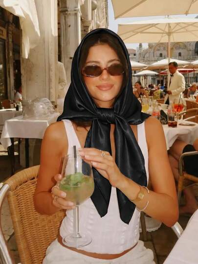 1pc 90cm Solid Color Satin Scarf, New Silk Satin Printed Scarf/Headband/Neckerchief, Fashion Accessory, Ideal For Casual, Vacation, Party Wear, Perfect Spring/Summer Women's Accessory