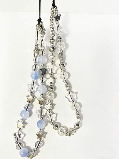 1 pieza Estilo INS Cuerda para teléfono con cuentas en forma de estrella, Correa para cámara DIY con cuentas como decoración colgante, Adecuado para varios teléfonos, bolsos, llaveros como decoración colgante, Conveniente para llevar al salir y evitar la pérdida